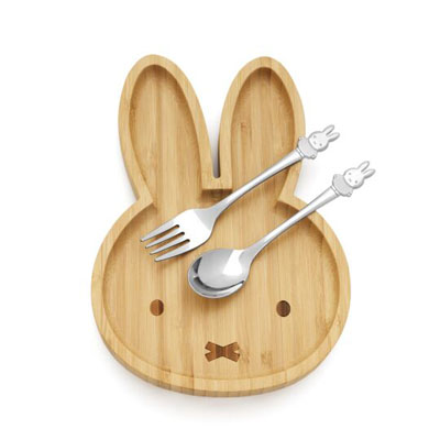 Piatto con Posate Miffy in Bamboo e Argento 