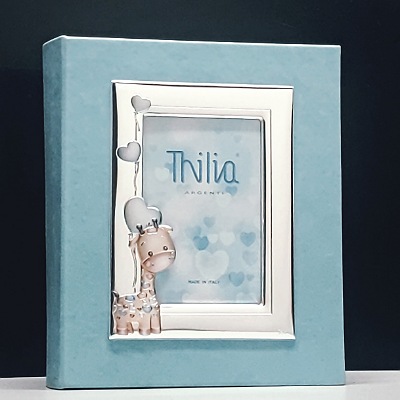 Cornici in argento: Album Linea Giraffa Bambino 20x25 Corncie 10x15 Celeste