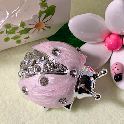 Cornici in argento: Coccinella rosa con Swarosky
