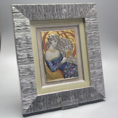 Cornici in argento: Quadro Donna c/Spazzola Smalto Cornice Arg.30x26