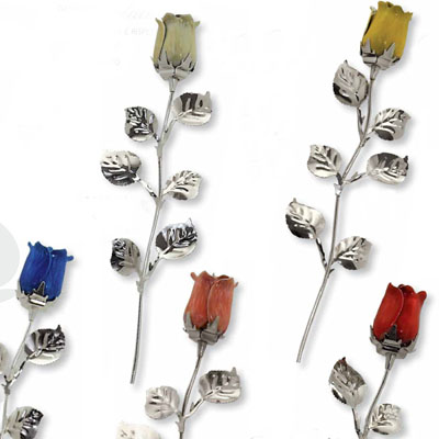 Cornici in argento: Rosa Gambo Lungo Bocciolo Smalto cm.30