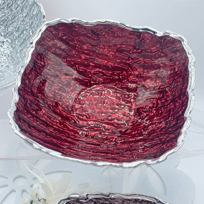 Cornici in argento: Ciotola quadrata Collezione Marte Rosso 14x14cm