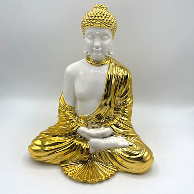 Cornici in argento: Budha in Bianco e Oro Linea Sequenze h.27cm