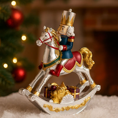 Cornici in argento: Carillon Soldatino Cavallino a Dondolo h.19cm