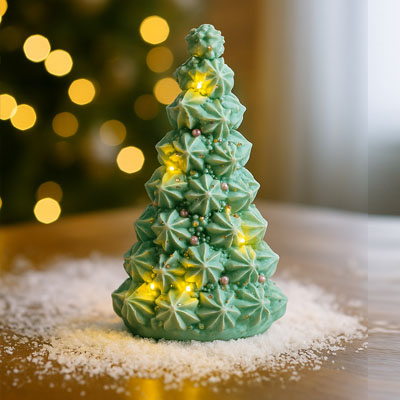 Cornici in argento: Albero Natalizio Luminoso Meringhe Tiffany h.26