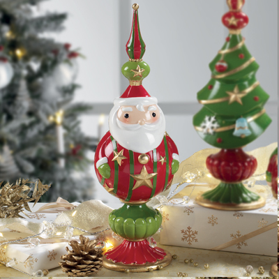 Cornici in argento: Puntale Natalizio S.Claus in legno h.33cm