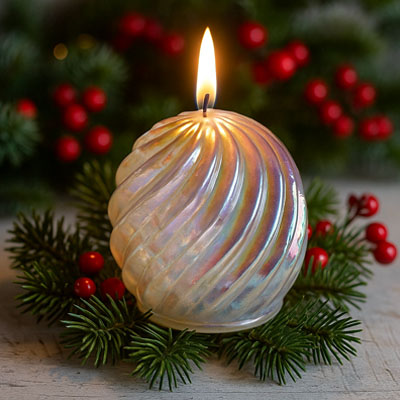 Cornici in argento: Candela a Led Perlato Natale d.9cm