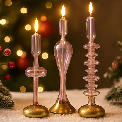 Cornici in argento: Candela Caentro Tavola a Pila Rosa e Oro Natale