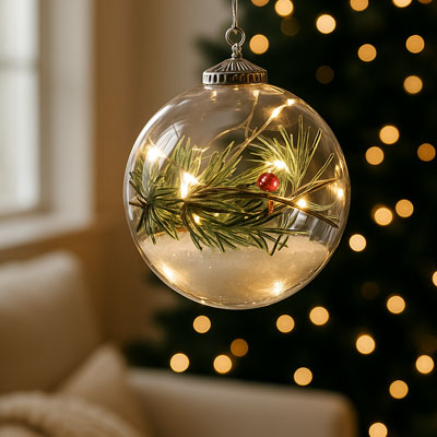 Cornici in argento: Pallina Natalizia Luminosa con decorazione d.15cm