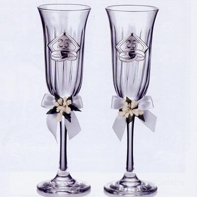 Cornici in argento: Set 2 Calici Flute Cristallo Con Blasone 25* h.cm.22