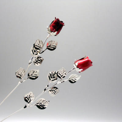 Cornici in argento: Rosa Rossa Metallo Argentato L.cm.30