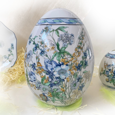 Uovo Piccolo Ceramica Blue Flowers h.10cm
