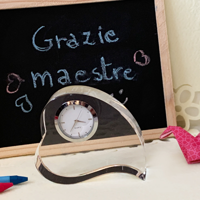 Cornici in argento: Orologio in cristallo a forma di cuore