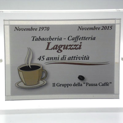 Cornici in argento: Targa Argento 925 + Porta Targa Acrilico + Incisione